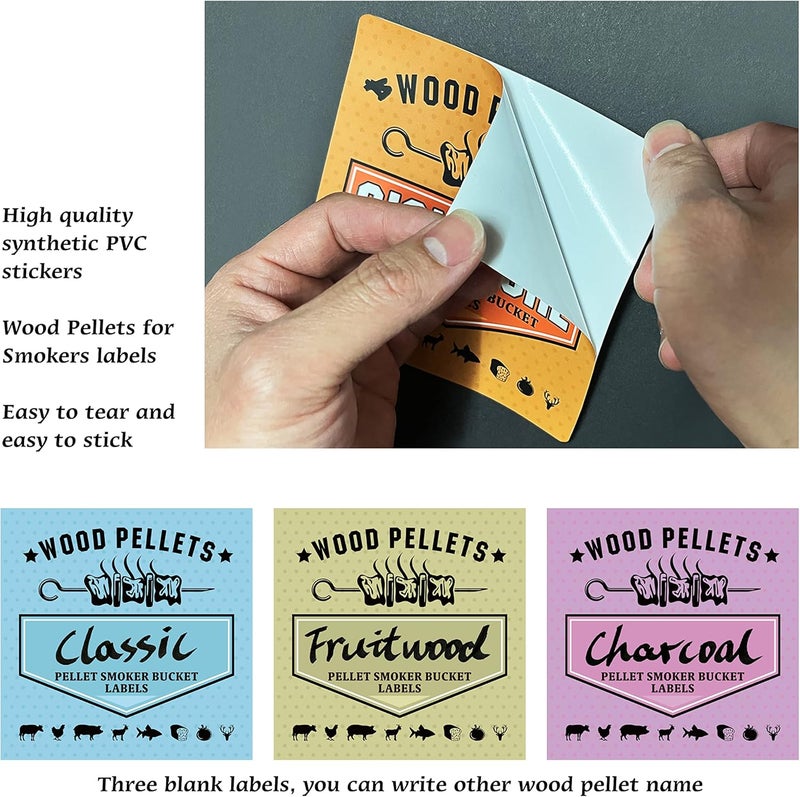 KAIWENDE Smoker Grill Pellet Label Stickers - Set of 12 for Wood Pellet Storage Containers, Easy Identification of Different Flavors - Image 4